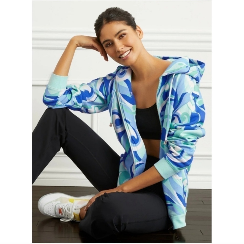 HILL HOUSE The Allie Zip Up In Ocean Kaleidoscope
